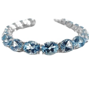Big Blue Topaz Bracelet 925 Sterling Silver Blue Topaz Tennis Bracelet Big Blue Topaz Bracelet Anniversary Wedding Birthday Gift