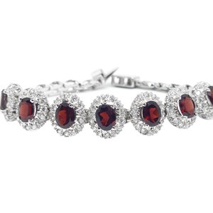Red Garnet Bracelet 925 Solid Silver Chain Link Bracelet January Birthstone Bracelet Garnet Men Bracelet Natural Garnet Bracelet For Men