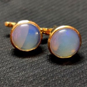 Gold Plated Opal Cufflinks, 925 Sterling Silver, Ethiopian Gemstone