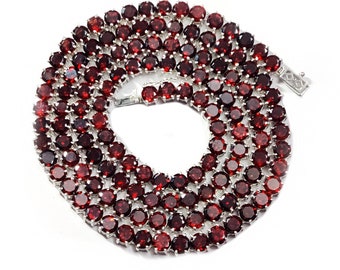 Natural Garnet Necklace Red Garnet Tennis Necklace Garnet Tennis Chain Natural Garnet Necklace Garnet January Birthstone Necklace For Her