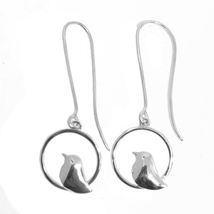 Bird Earrings 925 Silver Bird Drop Earring Silver Bird Dangle Drop Earrings Anniversary Gift For Her Birthday Gift Mothers Day Gift