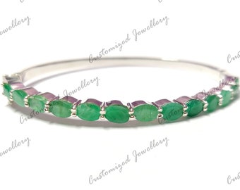 Emerald Cuff Bracelet Natural Emerald Bangle Bracelet 8 Ct  Emerald Bangle Bracelet Sterling Silver Emerald Cuff Bracelet May Birthstone