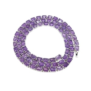 Amethyst Tennis Mens Chain Necklace Natural Amethyst Mens Tennis Necklace Octagon Purple Amethyst Mens Tennis Necklace 925 Silver Mens Chain