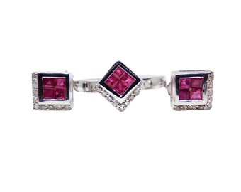 925 Silver Ruby Diamond Jewelry Set Natural Ruby Diamond Anniversary Jewelry Set Minimal Ruby Jewelry Set July Birthstone Jewelry Set