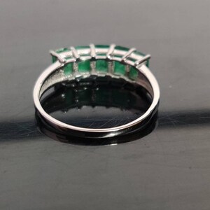 Natural Emerald Band Silver 4x6 Mm Octagon 3 Ct Emerald Ring 5 - Etsy