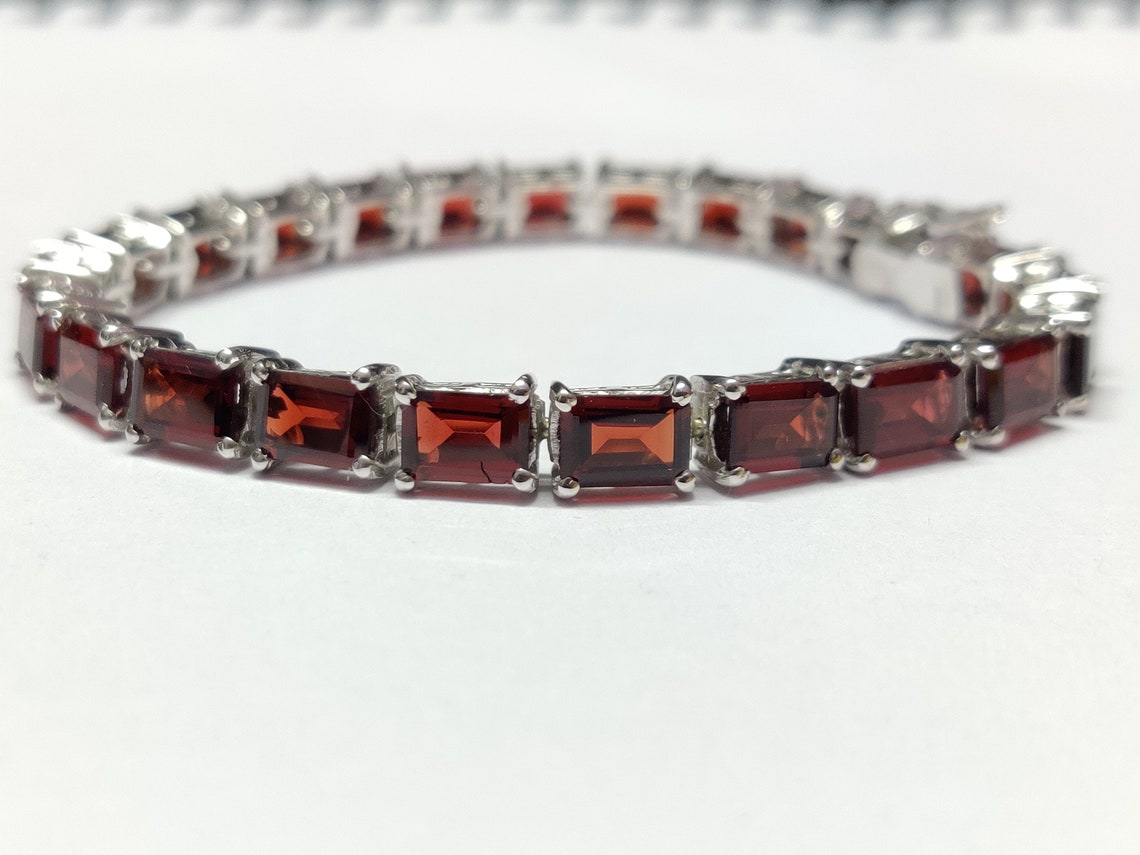 silver-garnet-bracelet-sterling-silver-garnet-bracelet-5x7-mm-etsy-uk