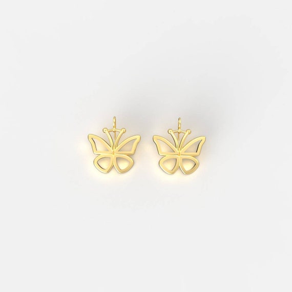 Beautiful Gold Butterfly Drop Earrings