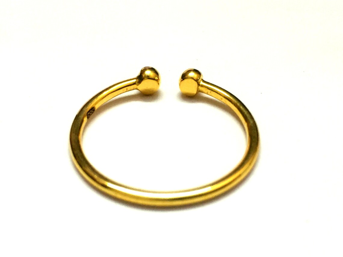 14K Open Ball Ring Yellow Gold Stacking Ring Open Ball Gold Etsy