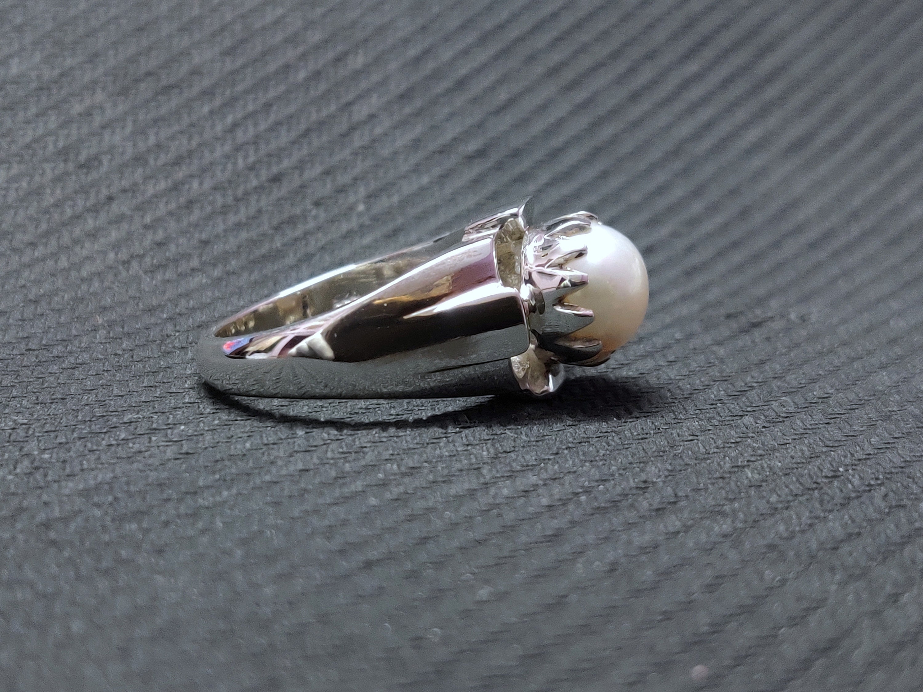 925 Silver Pearl Ring Men 9 Mm Round Pearl Band Mens Pearl Etsy