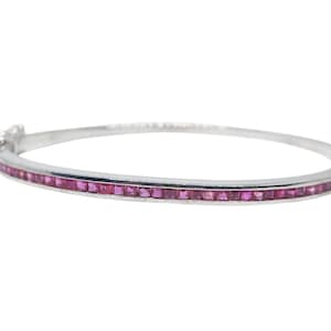 Natural Ruby Bangle Bracelet 925 Silver Ruby Bangle Unisex Red Ruby Bridal Bangle July Birthstone Bangle Bracelet Natural Ruby Jewelry