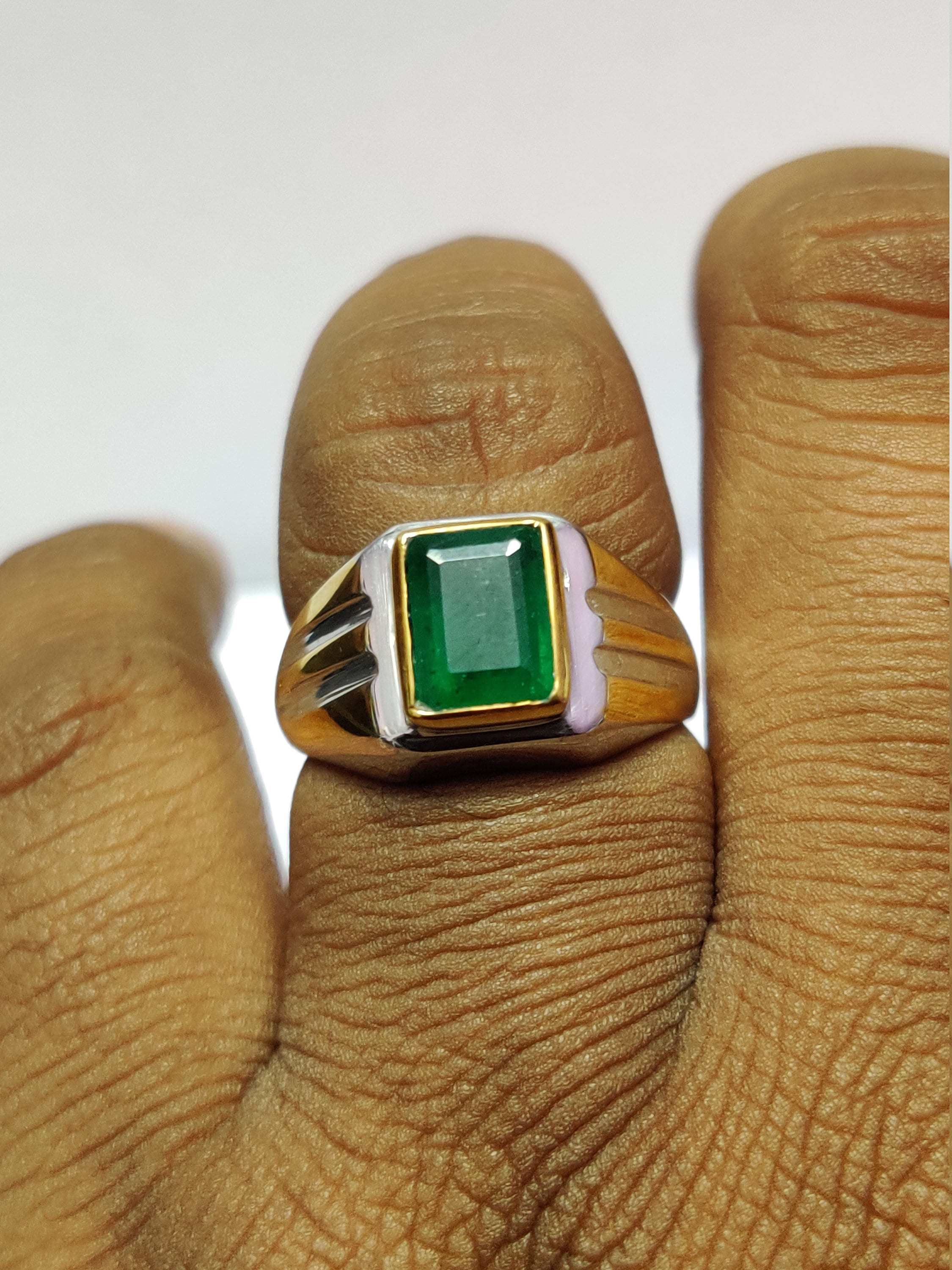 Emerald Ring Men Heavy Emerald Ring 6x8 Octagon 1.5 Ct Emerald Etsy