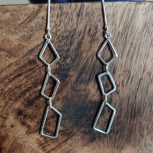 Geometric Drop Earrings 925 Silver Geometric Earrings Geometric Dangle Earrings Silver Statement Drop Earrings Unique Minimalist Earrings