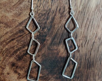 Pendientes colgantes geométricos minimalistas de plata de ley 925