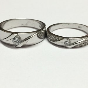 Silver Couple Ring Set Promise Ring Set Zircon Couple Ring His and Hers Ring Commitment Ring Couples Wedding Band Engagement Band Valentine