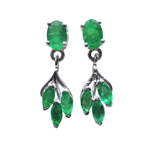 High Quality Emerald Earrings Natural Zambian Emerald Earrings 925 Sterling Silver Emerald Stud Earrings May Birthstone Bridal Earrings
