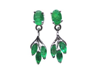 Pendientes de esmeralda de alta calidad Pendientes de esmeralda natural de Zambia Pendientes de esmeralda de plata de ley 925 Pendientes de novia con piedra de nacimiento de mayo