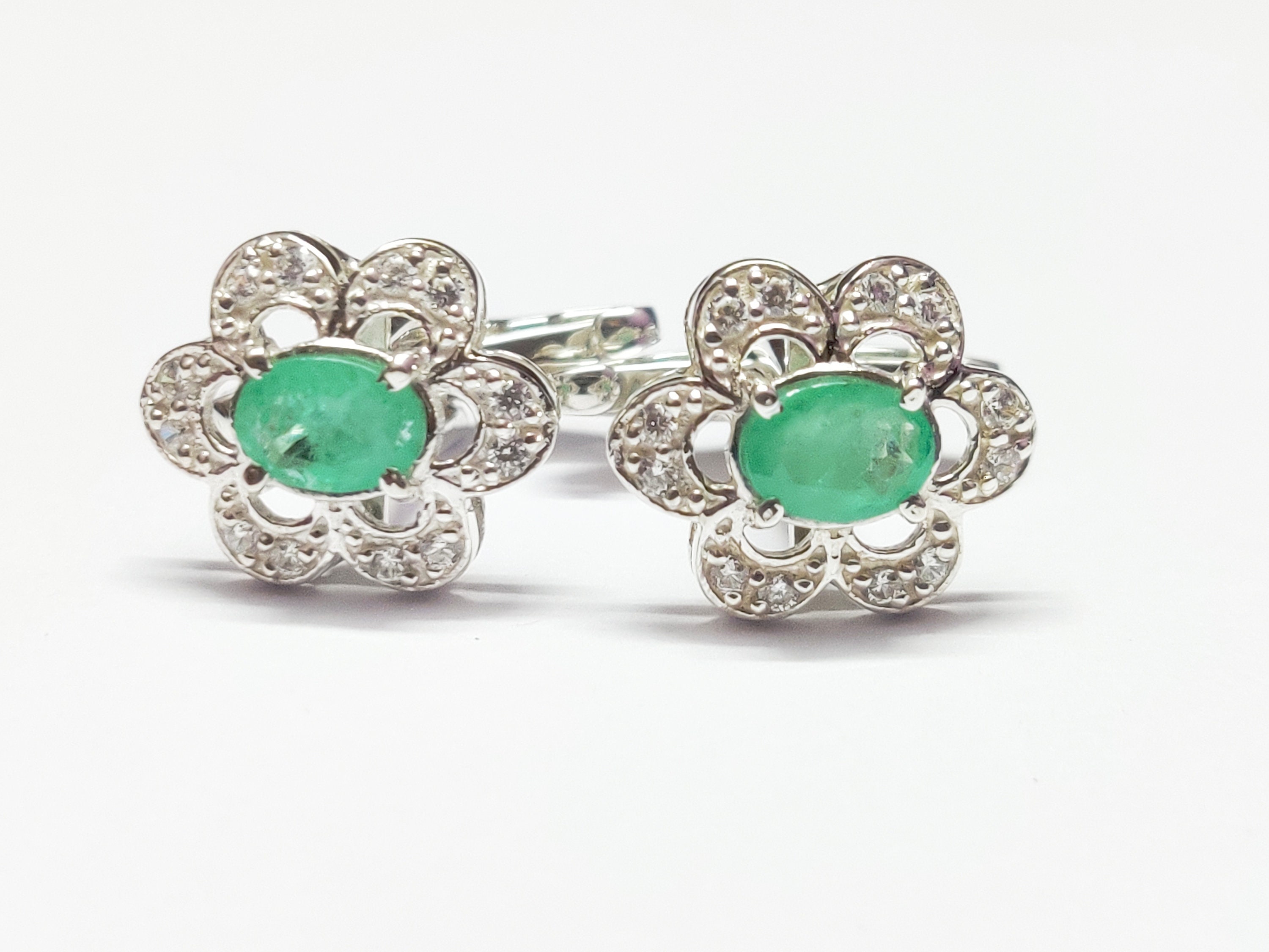 Silver Emerald Cufflinks 2 Ct Emerald Engagement Cufflinks 5x7 Etsy UK