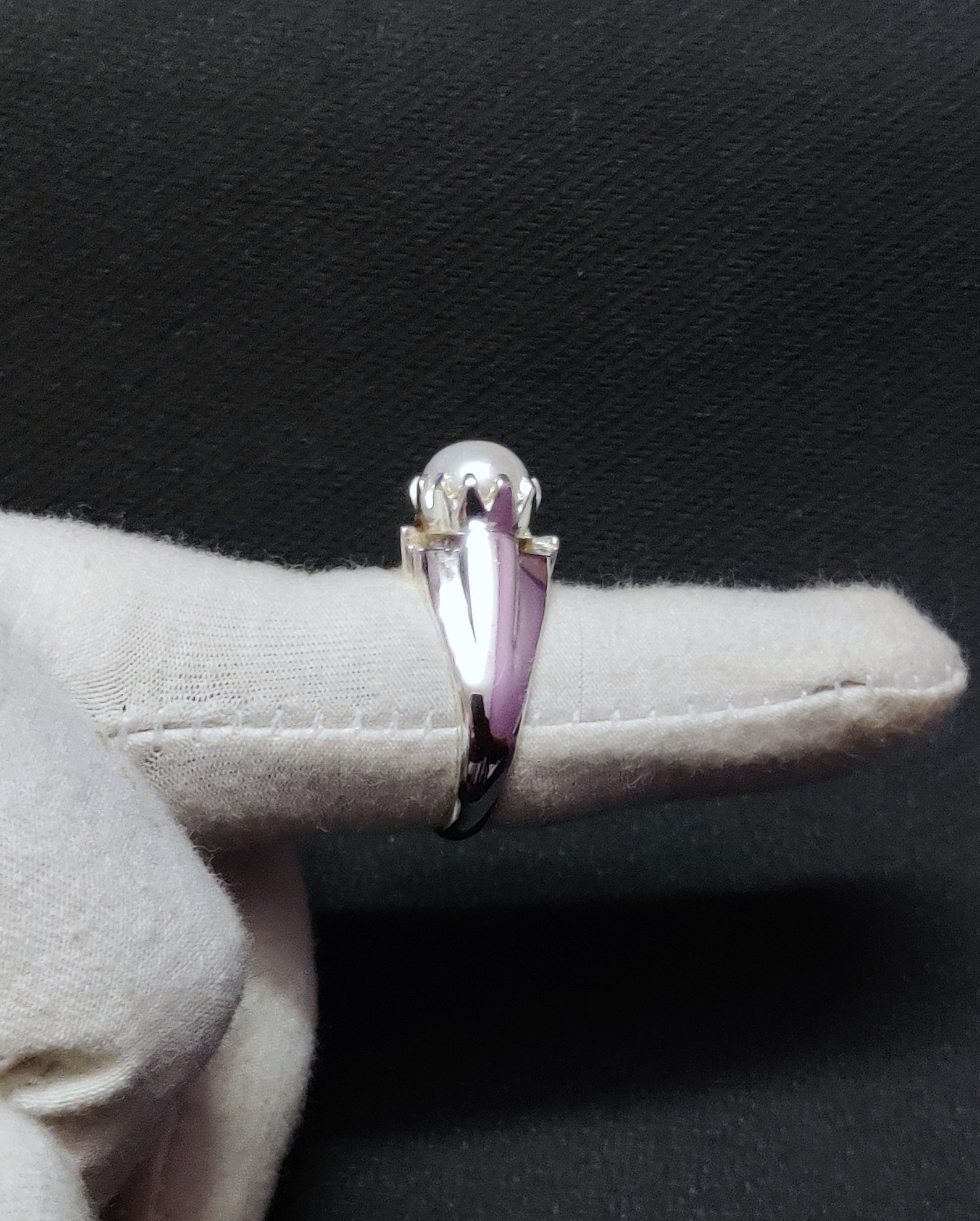 925 Silver Pearl Ring Men 9 Mm Round Pearl Band Mens Pearl Etsy