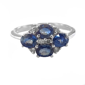 High Quality Sapphire Diamond Engagement Ring 925 Silver Blue Sapphire Diamond Anniversary Ring 2 Ct Sapphire Diamond Ring AAA Quality