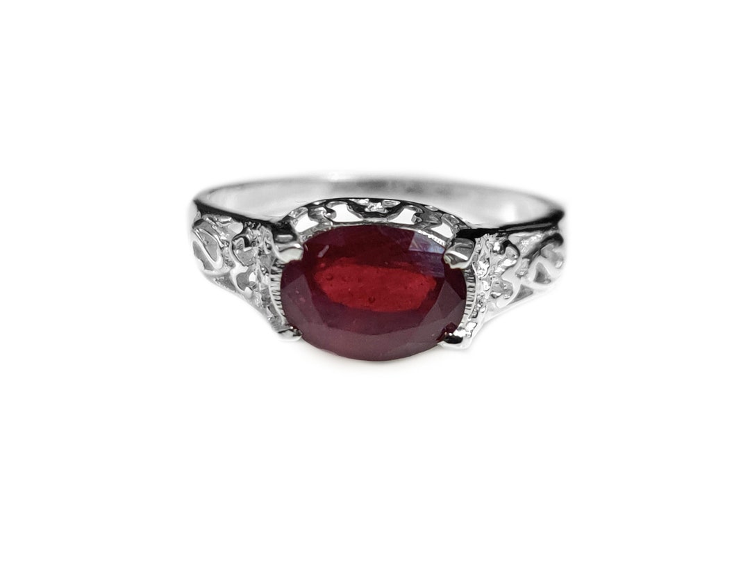 Large Ruby Statement Ring Big Ruby Ring Men Red Ruby Cocktail Ring 7x9 ...