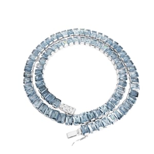 Męski niebieski topazowy naszyjnik tenisowy Sky Blue Topaz Tennis Chain Men 925 Silver Blue Topaz Necklace Men Listopad Birthstone Men Tennis Necklace