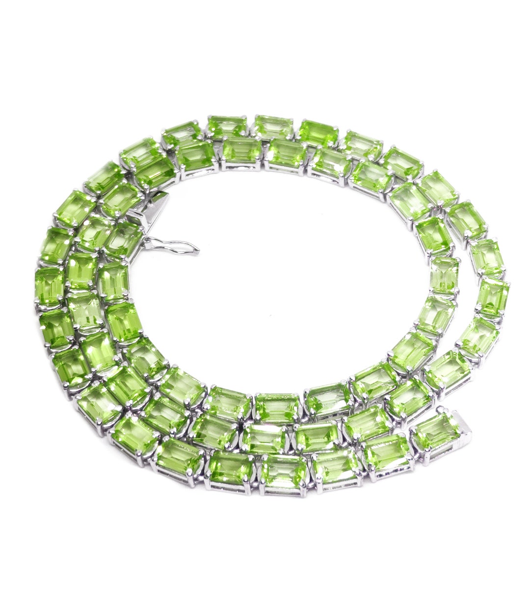 Green Peridot Tennis Mens Chain Necklace Natural Peridot Mens Tennis