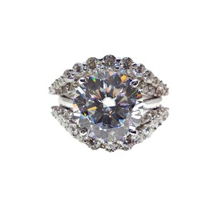 3.0 Ct Moissanite Engagement Ring Moissanite Bridal Wedding Ring 3 Ct Moisssanite With Ring Guard For Wedding 925 Silver