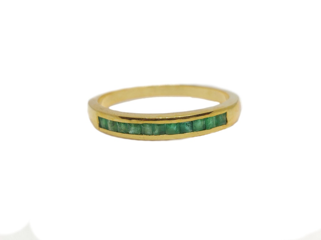 14K Solid Gold Emerald Mens Ring Gold Mens Emerald Ring Emerald ...