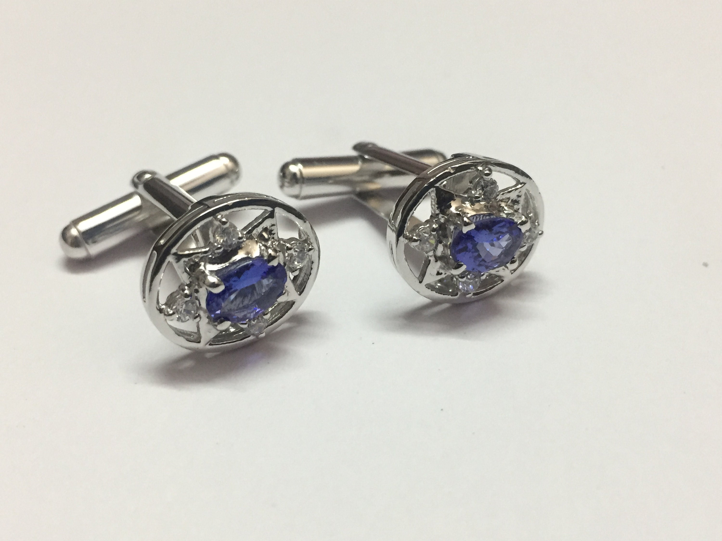 Silver Tanzanite Mens Cufflinks Wedding Cufflinks Groomsmen Etsy UK