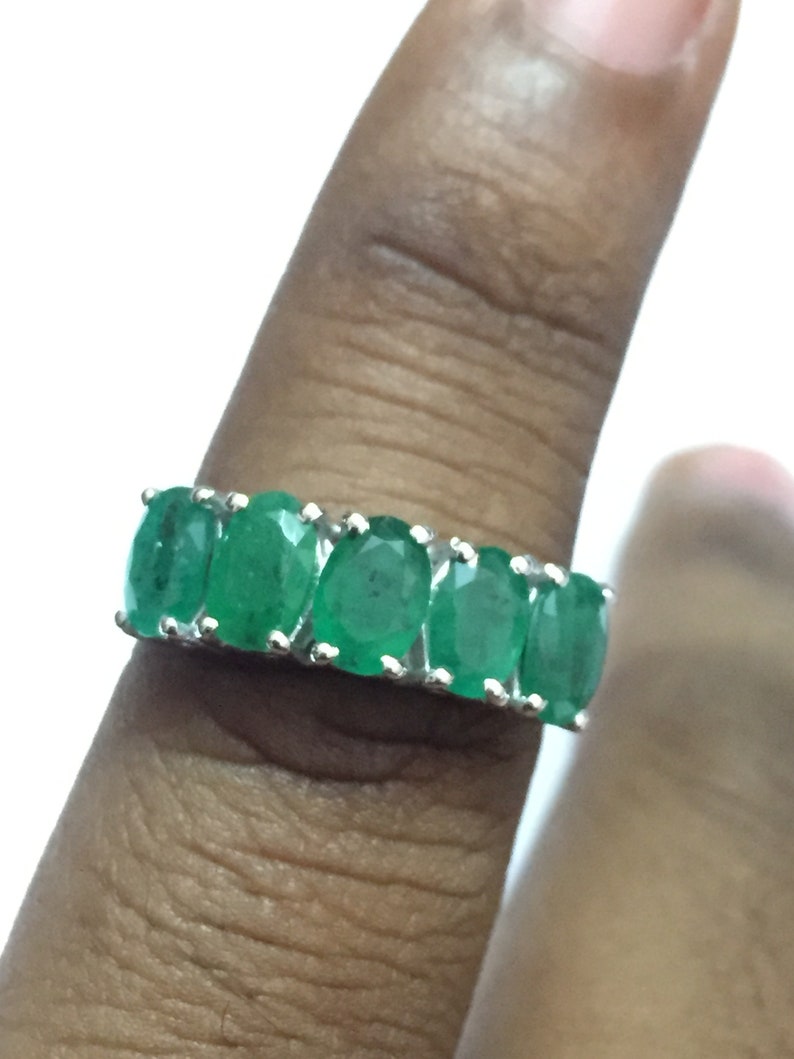 Natural Emerald Ring 4 X 6 Mm Oval Emerald 925 Sterling Silver Etsy