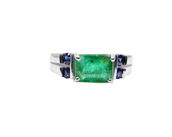 Mens Emerald Ring 925 Silver Emerald Mens Band May Birthstone Ring Men Natural Emerald Mens Band