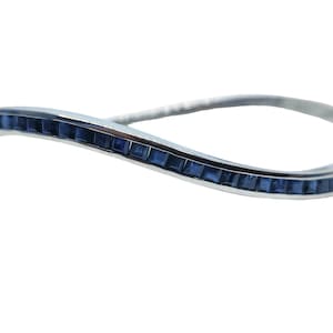 925 Silver Mens Sapphire Bangle Bracelet Natural Blue Sapphire Bangle Men High Quality Sapphire Bracelet For Men September Bangle Bracelet