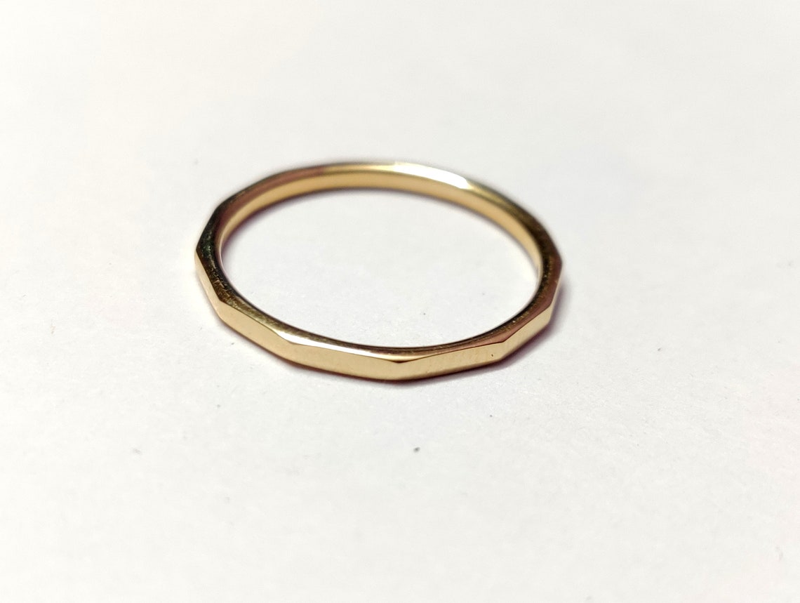 Gold Polygon Stacking Ring 14K Gold Geometric Ring Gold - Etsy