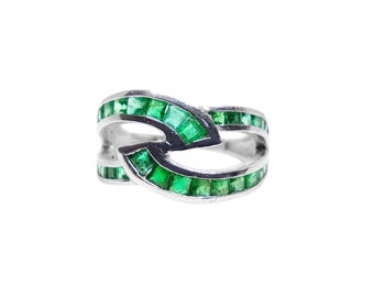 925 Silver Emerald Cocktail Ring Natural Emerald Mens Ring May Birthstone Ring Emerald Anniversary Ring For Mens Silver Emerald Ring