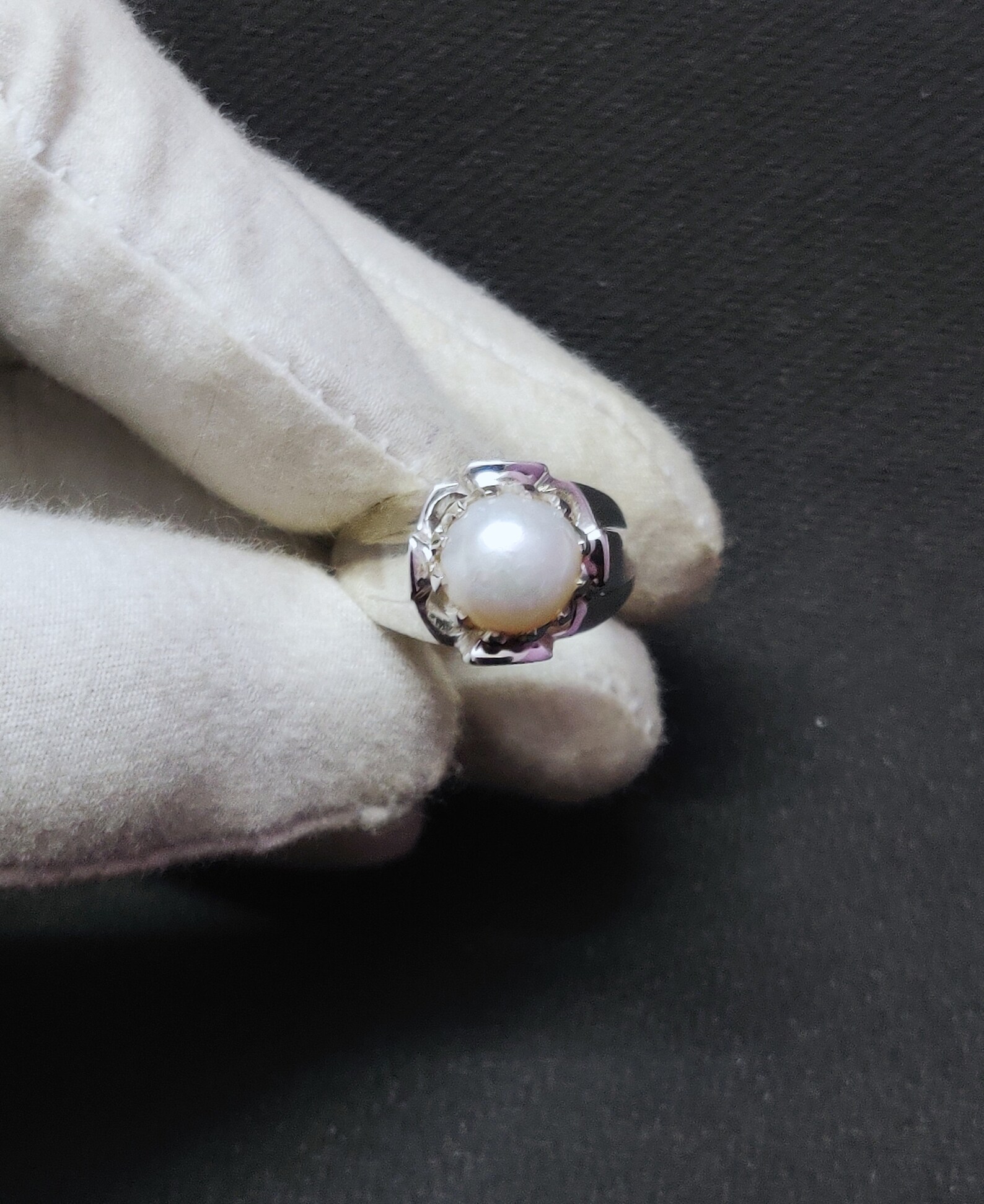 925 Silver Pearl Ring Men 9 Mm Round Pearl Band Mens Pearl Etsy
