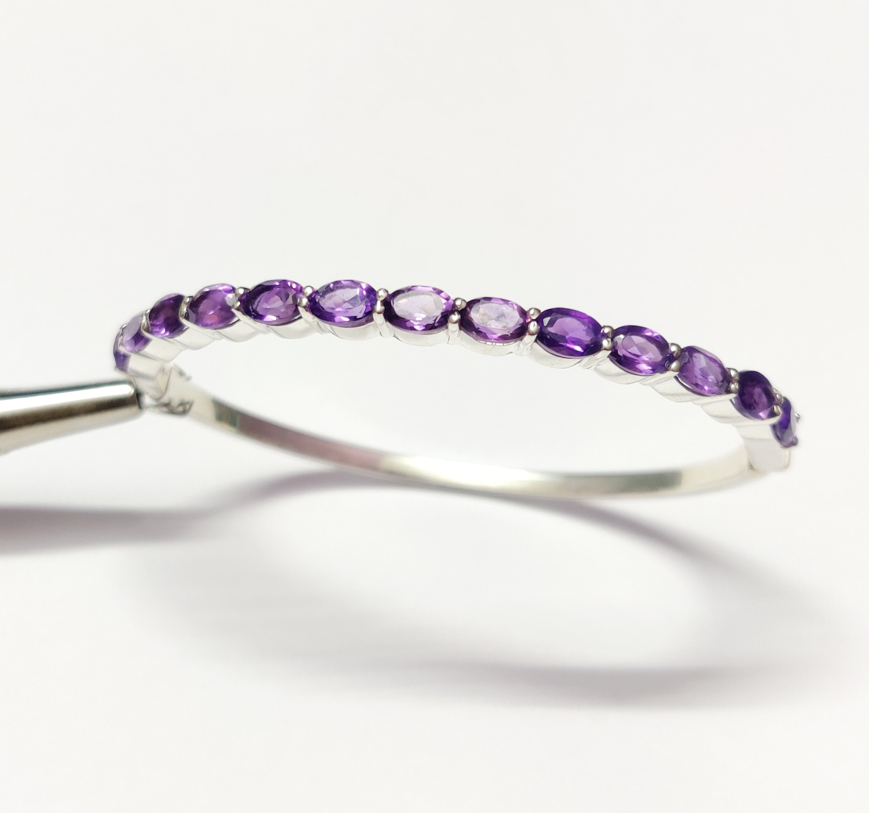 Amethyst Bangle Sterling Silver Amethyst Bangle Bracelet 7 Ct | Etsy