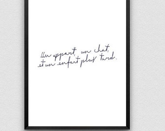 Affiche Un appart un chat et un enfant plus tard - Black & White - Amour - Texte - Citation - Décoration murale pour couple