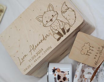 Erinnerungskiste personalisiert - Personalisiertes Geschenk zur Geburt - Spielzeugkiste - Erinnerungskiste zur Geburt - Geschenk Patenkind
