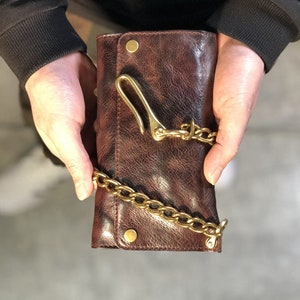 Vintage Wallet And Chain,Mens Leather Long Wallet,Trifold Leather Wallet,Boyfriend Gift Wallet,Card wallet,Cellphone Pouch For Men