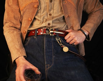 Cinturón de cuero con hebilla de latón de caballería Littleton hecho a mano, regalo del día del padre, cinturón de cuero para hombres, cinturón occidental, regalo para él, cinturón de cincha de caballería