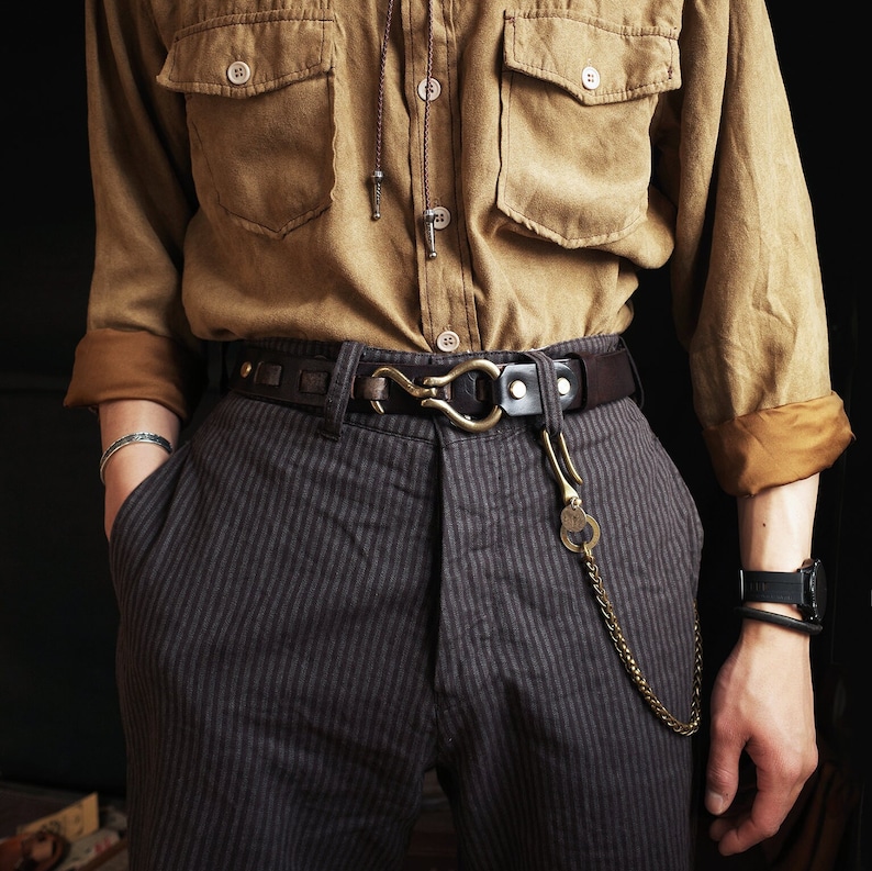 Handmade Mens Leather Belt,Vintage Leather Belt,Cavalry Buckle Leather Belt,Gifts for Him,Distressed Belt,Cavalry Cinch Belt image 3