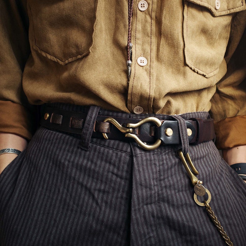 Handmade Mens Leather Belt,Vintage Leather Belt,Cavalry Buckle Leather Belt,Gifts for Him,Distressed Belt,Cavalry Cinch Belt image 1
