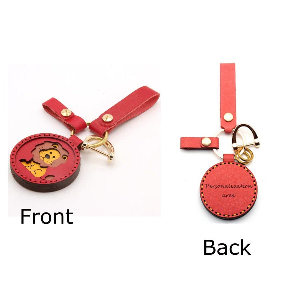 Personalized Leather Key Chain,cartoon Keychain,cute Lion Keychain ...