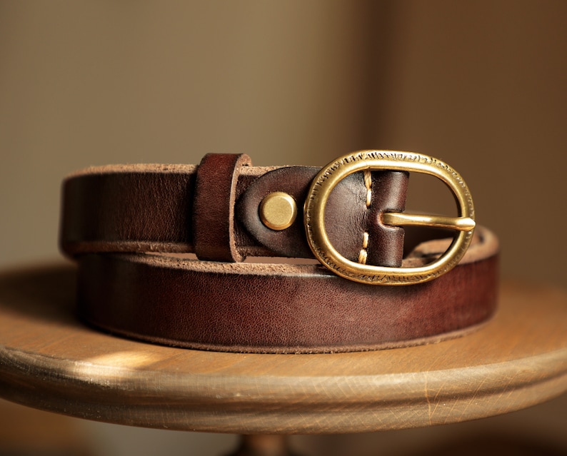 Handmade Women's Leather Belt,Cognac Leather Belt,Oval Buckle Leather Belt,Black Leather Belt Chocolate