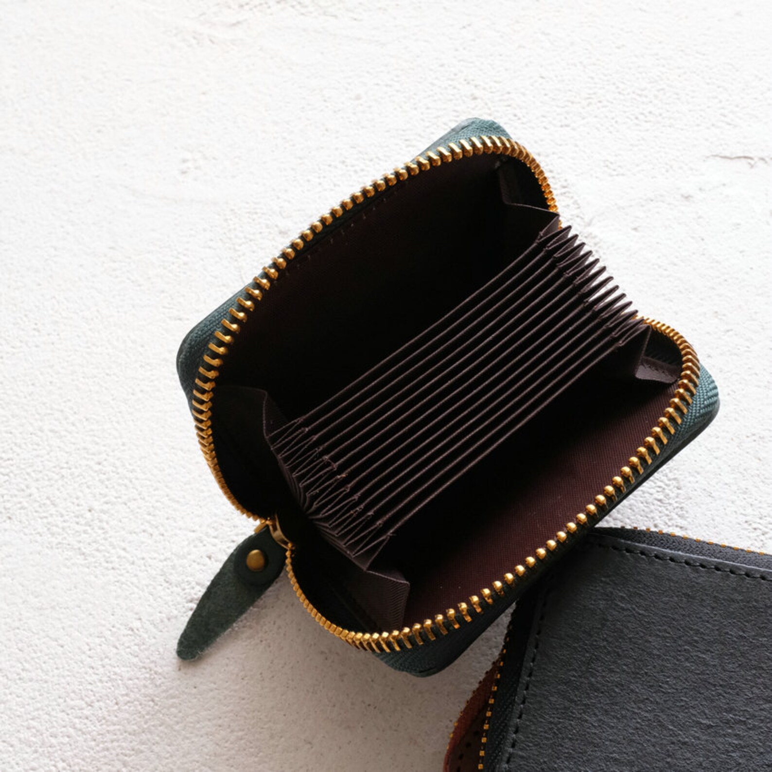 Leather Zipper Card Walletcredit Card Holder Small Card Coin Etsy