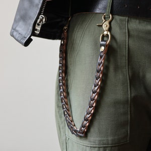 Handmade Genuine Leather Pants Chain,Braided Genuine leather Chain,Biker Punk Key chain