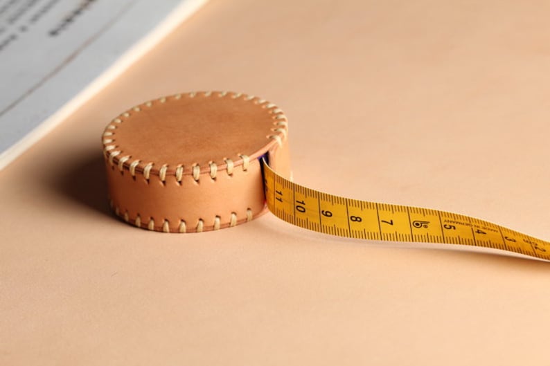 Portable Leather Retractable Tape Measure,Genuine Leather Measuring Tape image 1