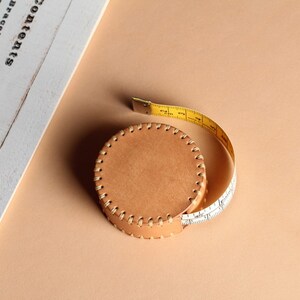 Portable Leather Retractable Tape Measure,Genuine Leather Measuring Tape image 2