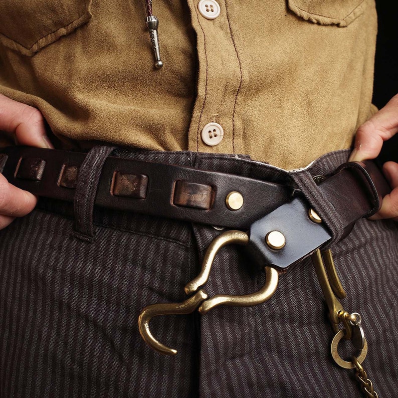 Handmade Mens Leather Belt,Vintage Leather Belt,Cavalry Buckle Leather Belt,Gifts for Him,Distressed Belt,Cavalry Cinch Belt image 4