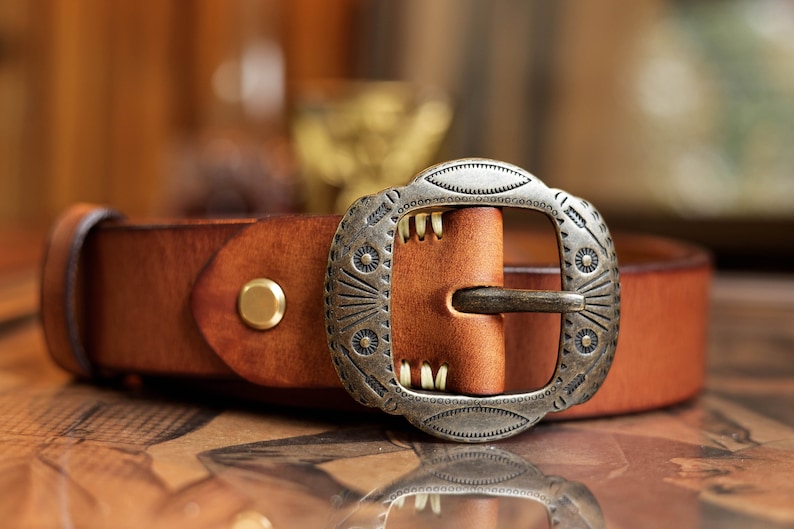 Handmade Mens Leather Belt,Gifts for Him,Western Cowboy Leather Belt,Italy Leather Belt image 5